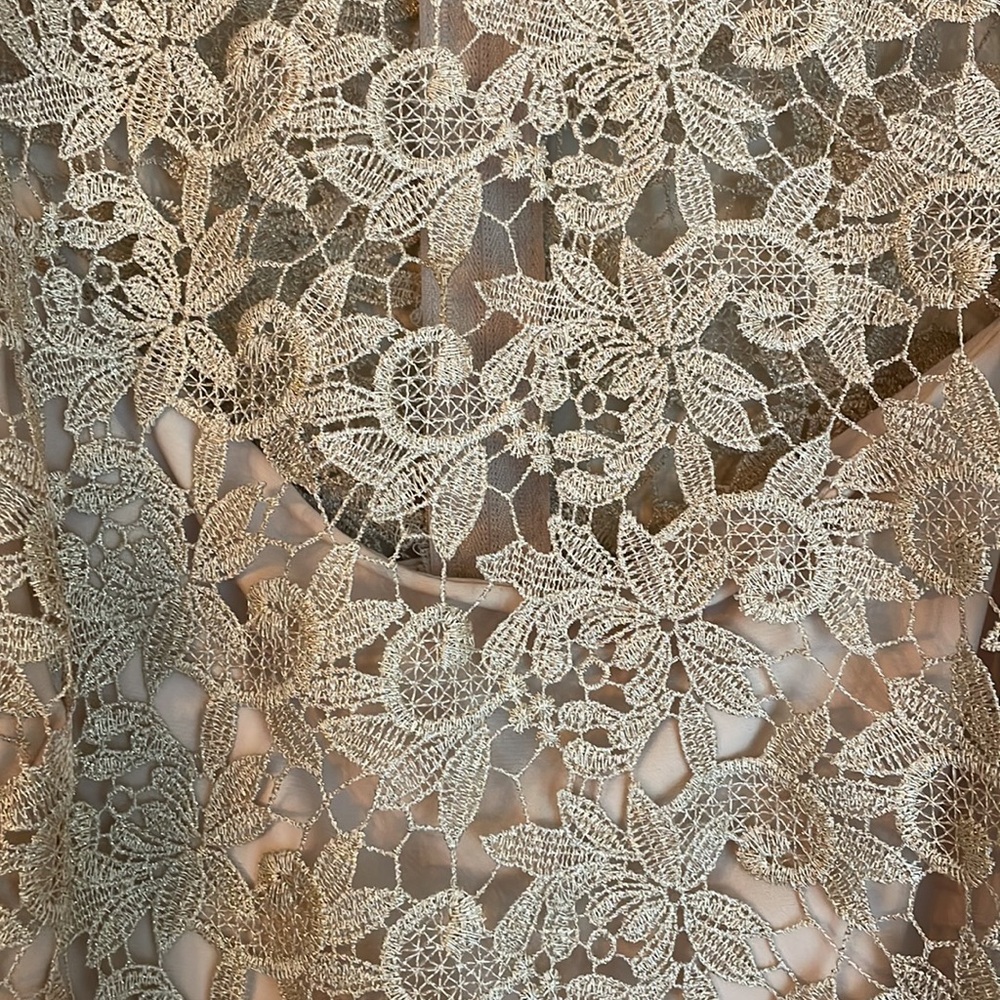 Ralph Lauren Gold Metallic Lace Dress - Picture 4 of 7
